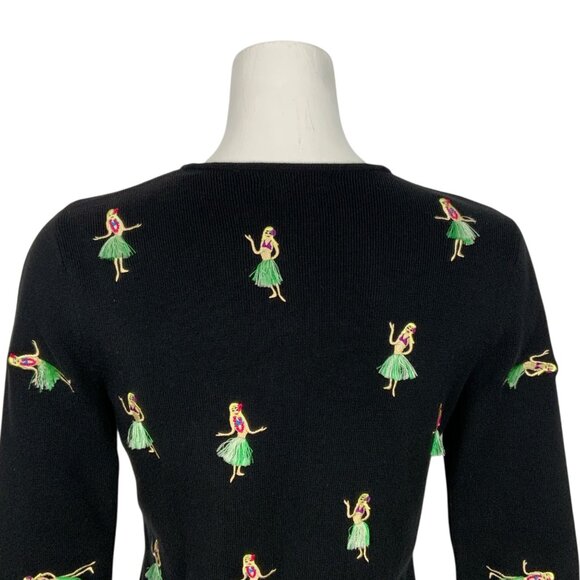 Eagle's Eye Vintage Hula Dancer Cardigan Sweater S Black - Picture 8 of 12